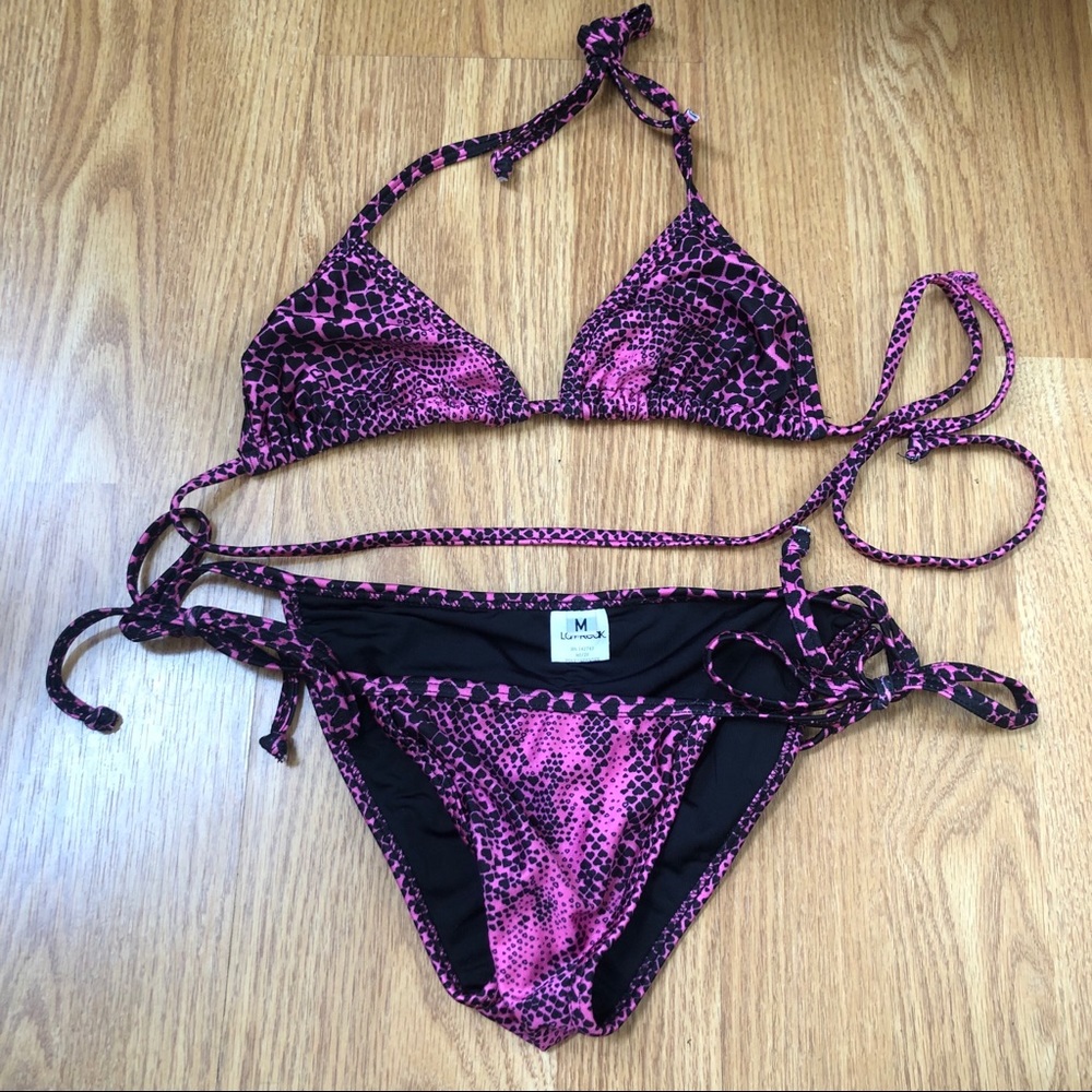 Snakeskin print bikini, scrunch  worn once